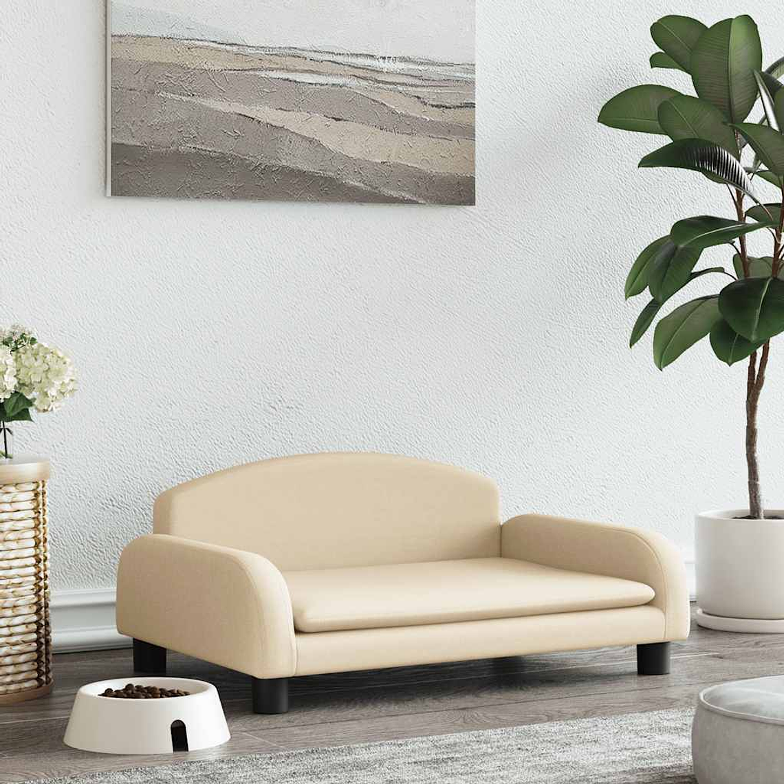 vidaXL Cama para cães 70x45x30 cm tecido cor creme 1