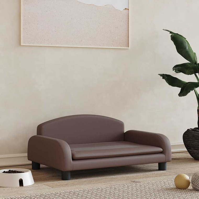 vidaXL Cama para cães 70x45x30 cm couro artificial castanho 1