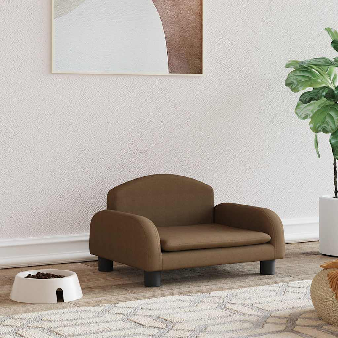 vidaXL Cama para cães 50x40x30 cm tecido castanho 1