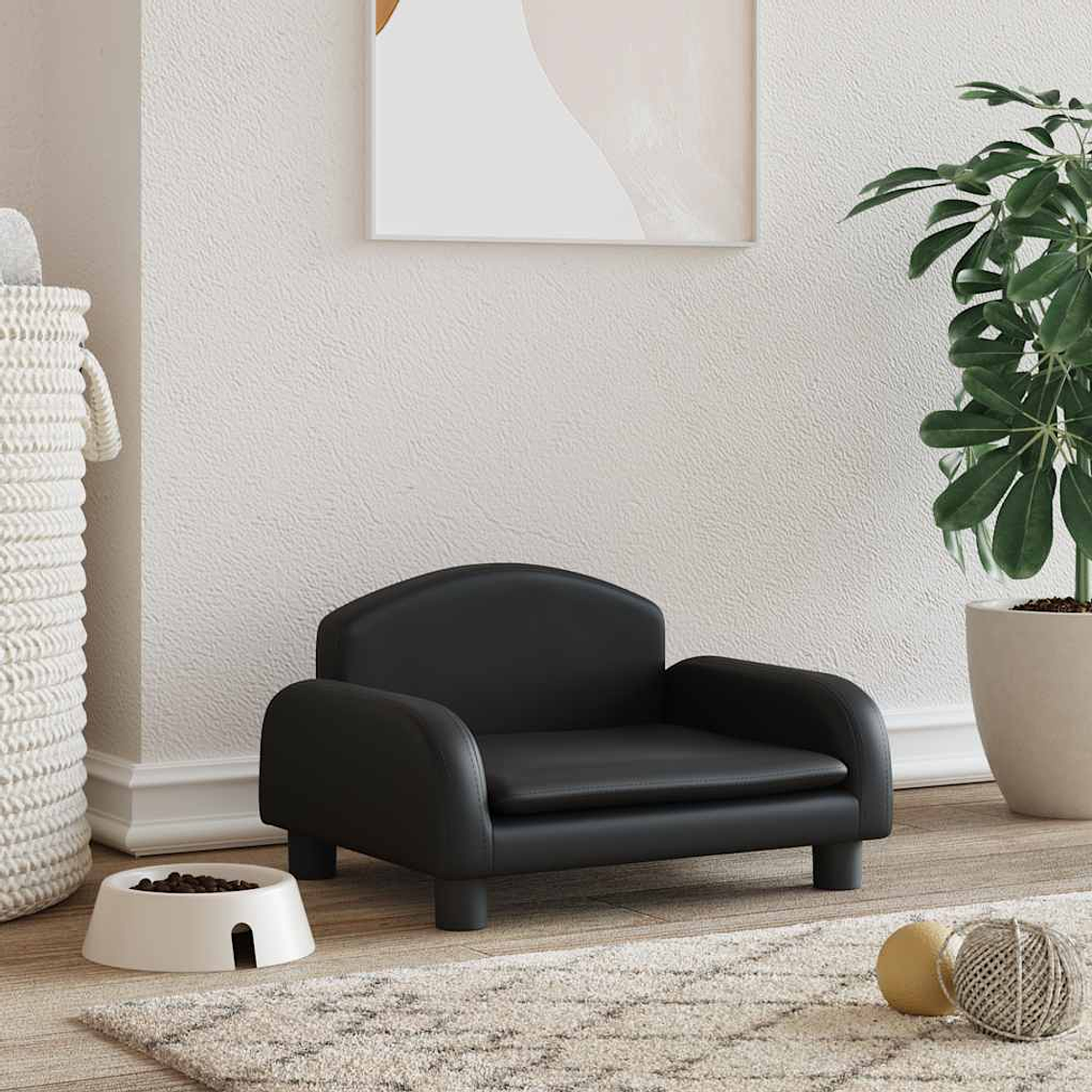 vidaXL Cama para cães 50x40x30 cm couro artificial preto 1