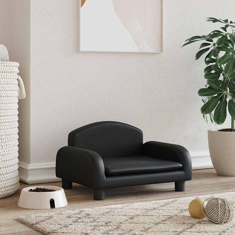 vidaXL Cama para cães 50x40x30 cm couro artificial preto 1