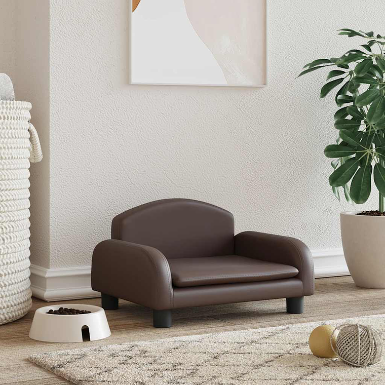 vidaXL Cama para cães 50x40x30 cm couro artificial castanho 1