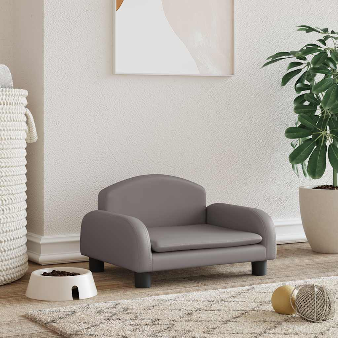 vidaXL Cama para cães 50x40x30 cm couro artificial cinzento 1