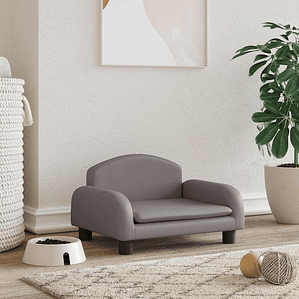 vidaXL Cama para cães 50x40x30 cm couro artificial cinzento