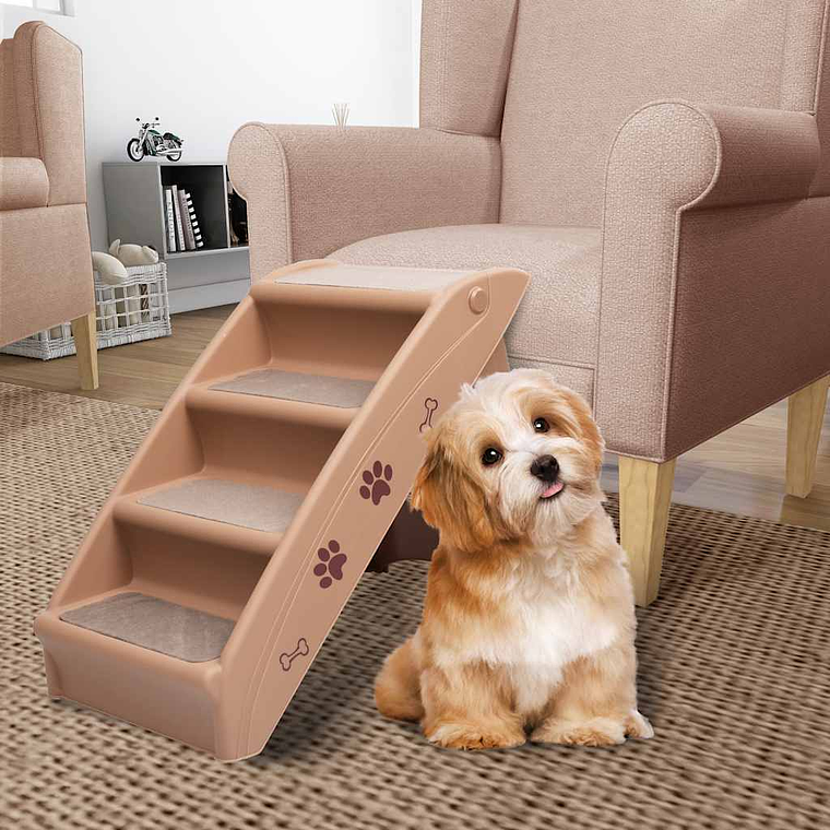 vidaXL Escadas para cães dobráveis 62x40x49,5 cm castanho 1