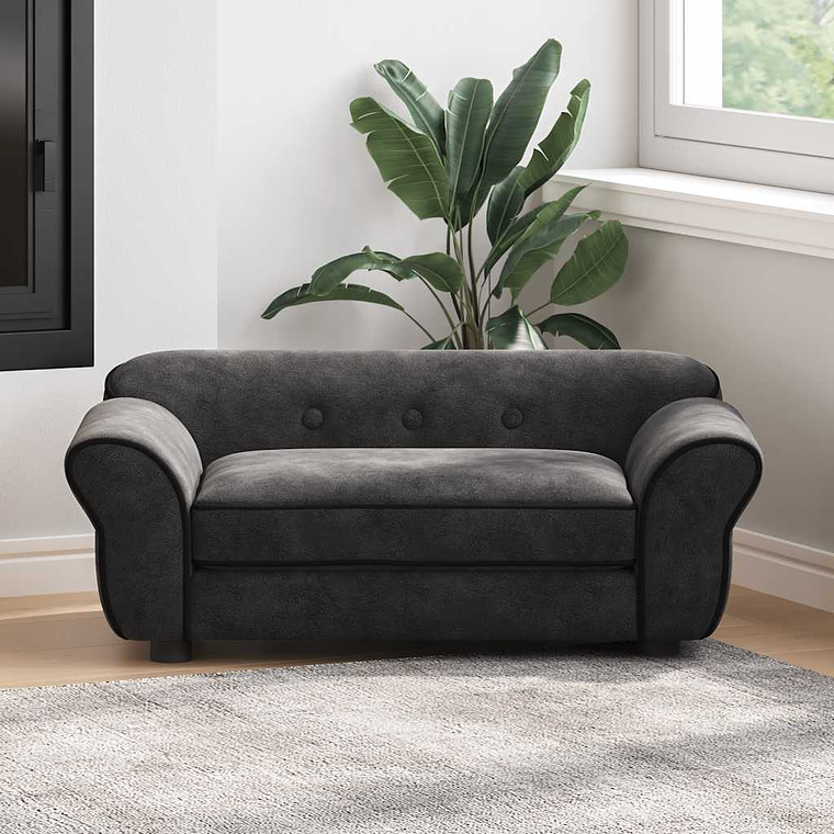 vidaXL Sofá para cães 72x45x30 cm pelúcia preto 1