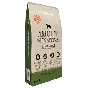 vidaXL Ração premium para cães Adult Sensitive Lamb & Rice 15 kg
