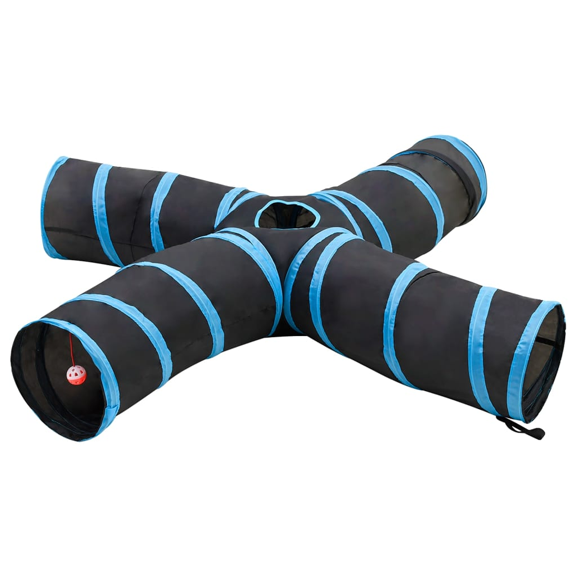 vidaXL Túnel para gatos com 4 vias 25 cm poliéster preto e azul 1