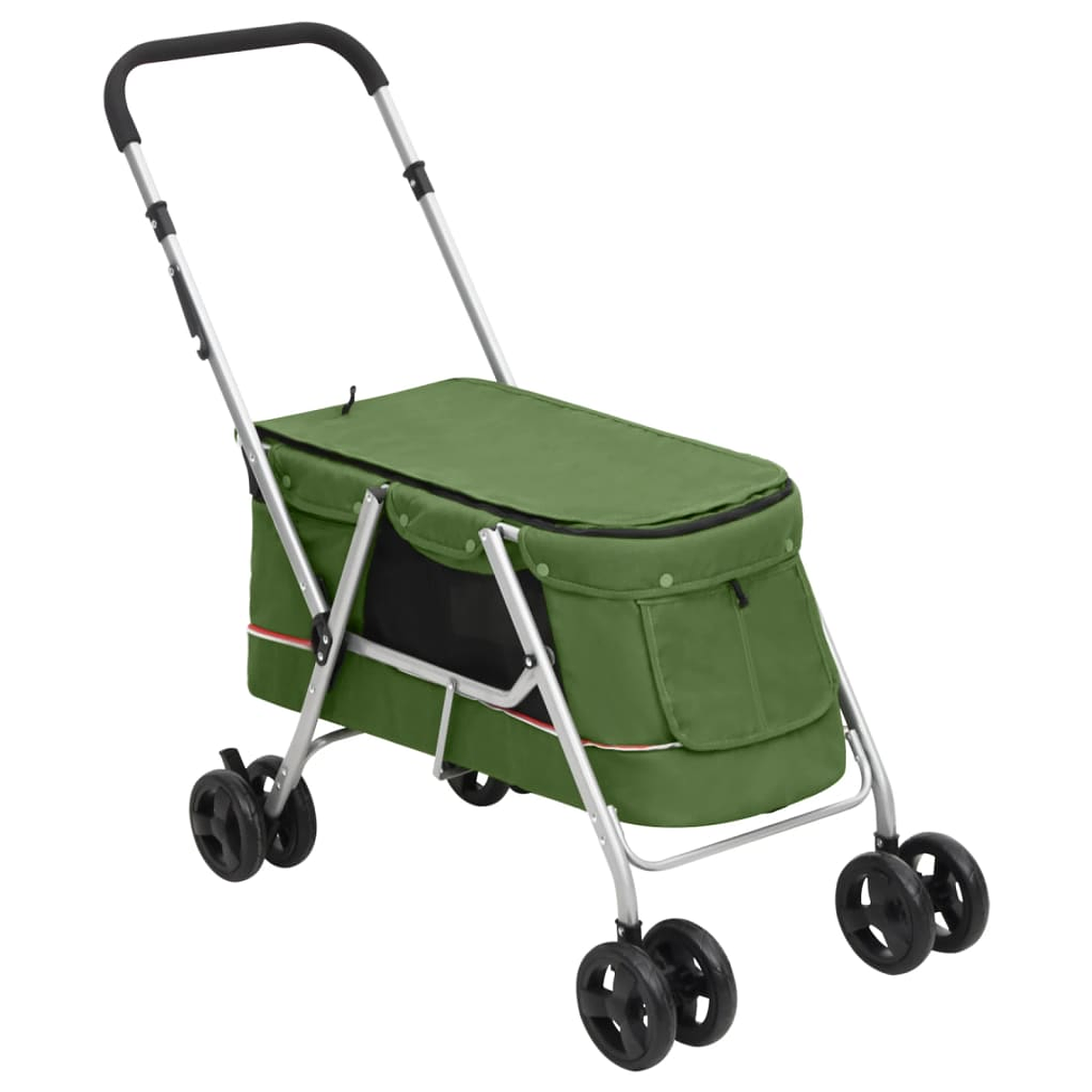 vidaXL Carrinho dobrável para cães 100x49x96 cm tecido linho verde 1