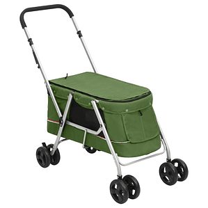 vidaXL Carrinho dobrável para cães 100x49x96 cm tecido linho verde