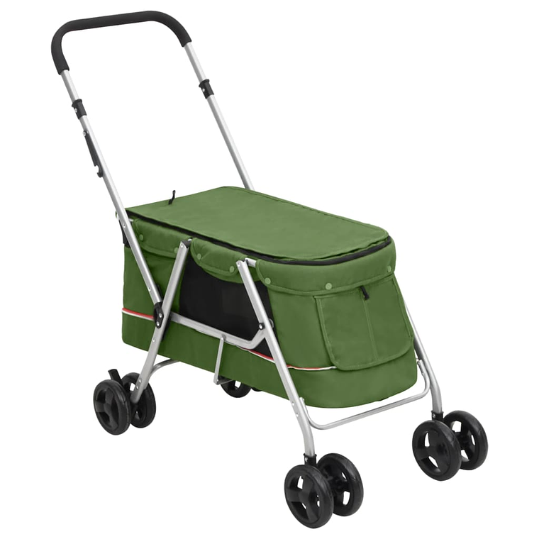 vidaXL Carrinho dobrável para cães 100x49x96 cm tecido linho verde 1