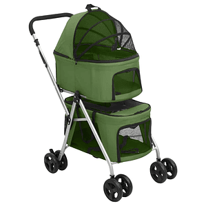 vidaXL Carrinho dobrável cães 2 níveis 83x48x97 cm tecido oxford verde