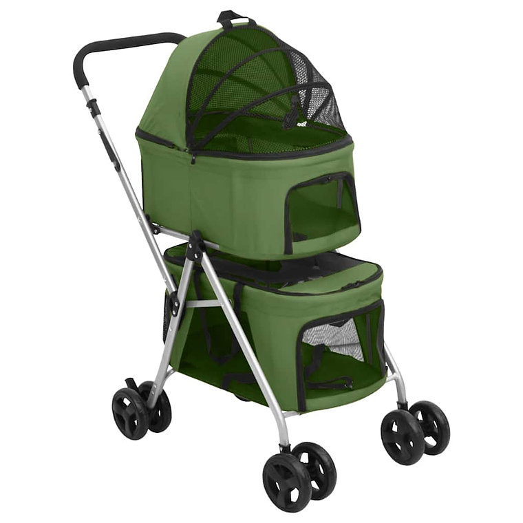 vidaXL Carrinho dobrável cães 2 níveis 83x48x97 cm tecido oxford verde 1