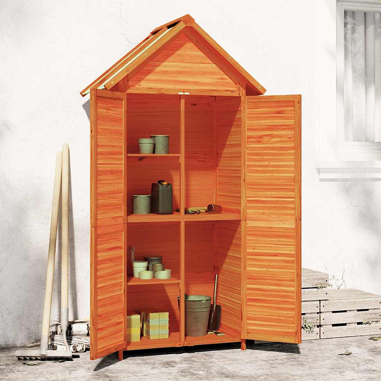 vidaXL Abrigo p/ ferramentas jardim 89x52,5x175 pinho maciço castanho 1