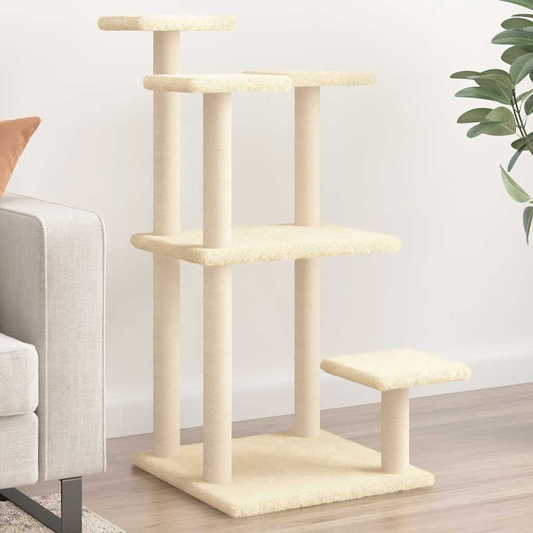 vidaXL Postes arranhadores para gatos com plataformas 98,5 cm creme 1