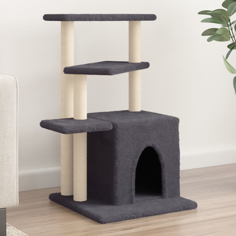 vidaXL Árvore p/ gatos postes arranhadores sisal 83,5 cm cinza-escuro 1