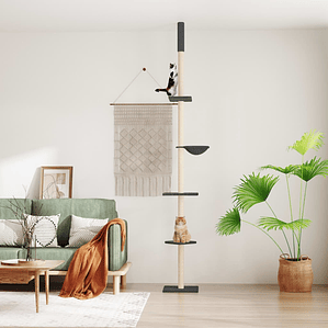vidaXL Árvore gatos altura ajust. chão-teto 263,5-289,5cm cinza-escuro