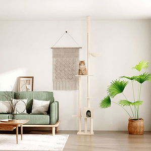 vidaXL Árvore p/ gatos altura ajustável chão-teto 258,5-284,5 cm creme