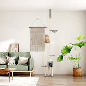 vidaXL Árvore gatos altura ajust. chão-teto 258,5-284,5 cm cinza-claro