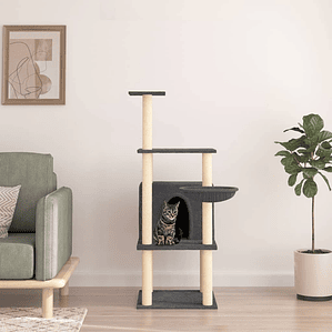 vidaXL Árvore p/ gatos c/ postes arranhadores sisal 132cm cinza-escuro