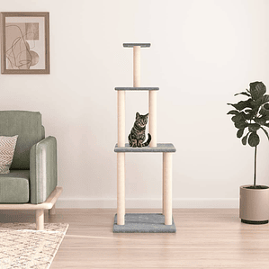 vidaXL Árvore p/ gatos c/ postes arranhadores sisal 149 cm cinza-claro