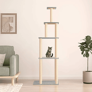 vidaXL Árvore p/ gatos c/ postes arranhadores sisal 183 cm cinza-claro