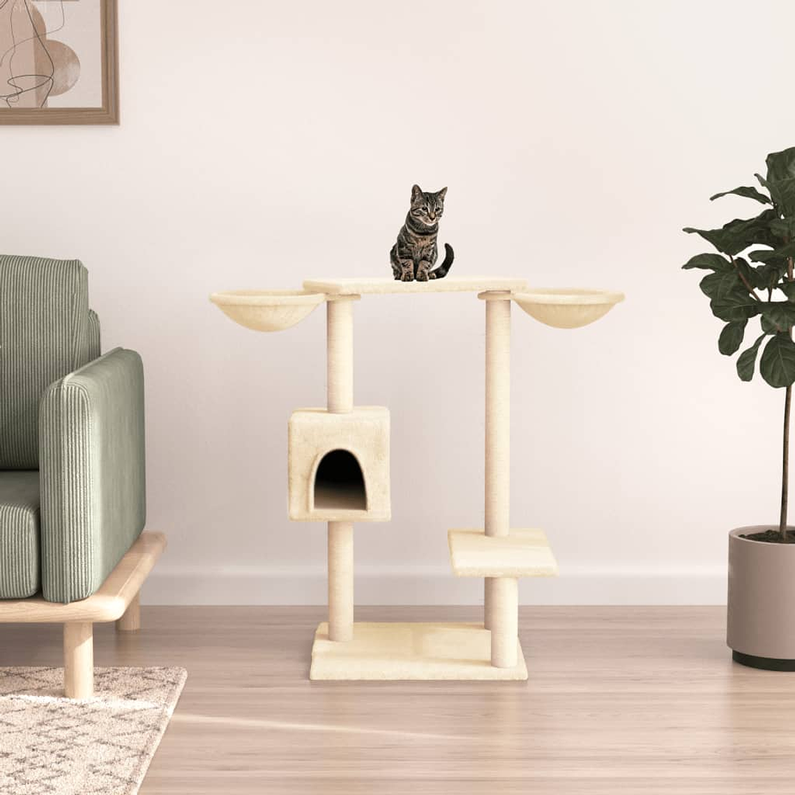vidaXL Árvore para gatos c/ postes arranhadores 82 cm cor creme 1