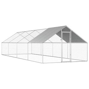 vidaXL Galinheiro exterior em aço galvanizado 2,75x8x1,92 m  