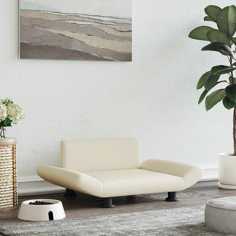 vidaXL Cama para cães 70x45x28 cm couro artificial cor creme 1