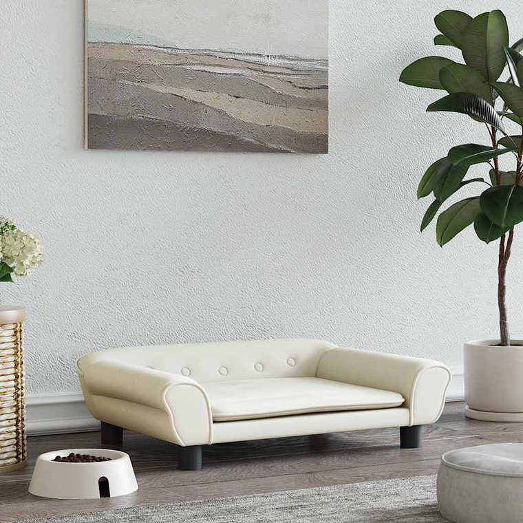 vidaXL Cama para cães 70x48x22 cm veludo cor creme 1