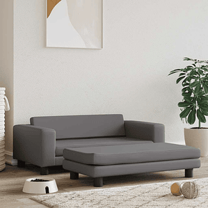 vidaXL Cama para cães com extensão 100x50x30 cm couro artificial cinza