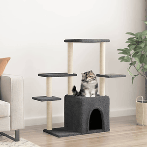vidaXL Árvore gatos c/ postes arranhadores sisal 97,5 cm cinza-escuro