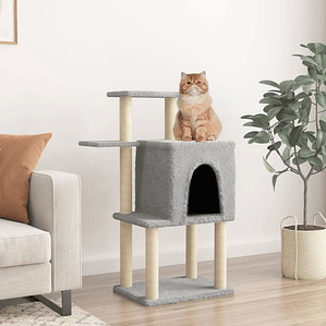 vidaXL Árvore p/ gatos c/ postes arranhadores sisal 97 cm cinza-claro