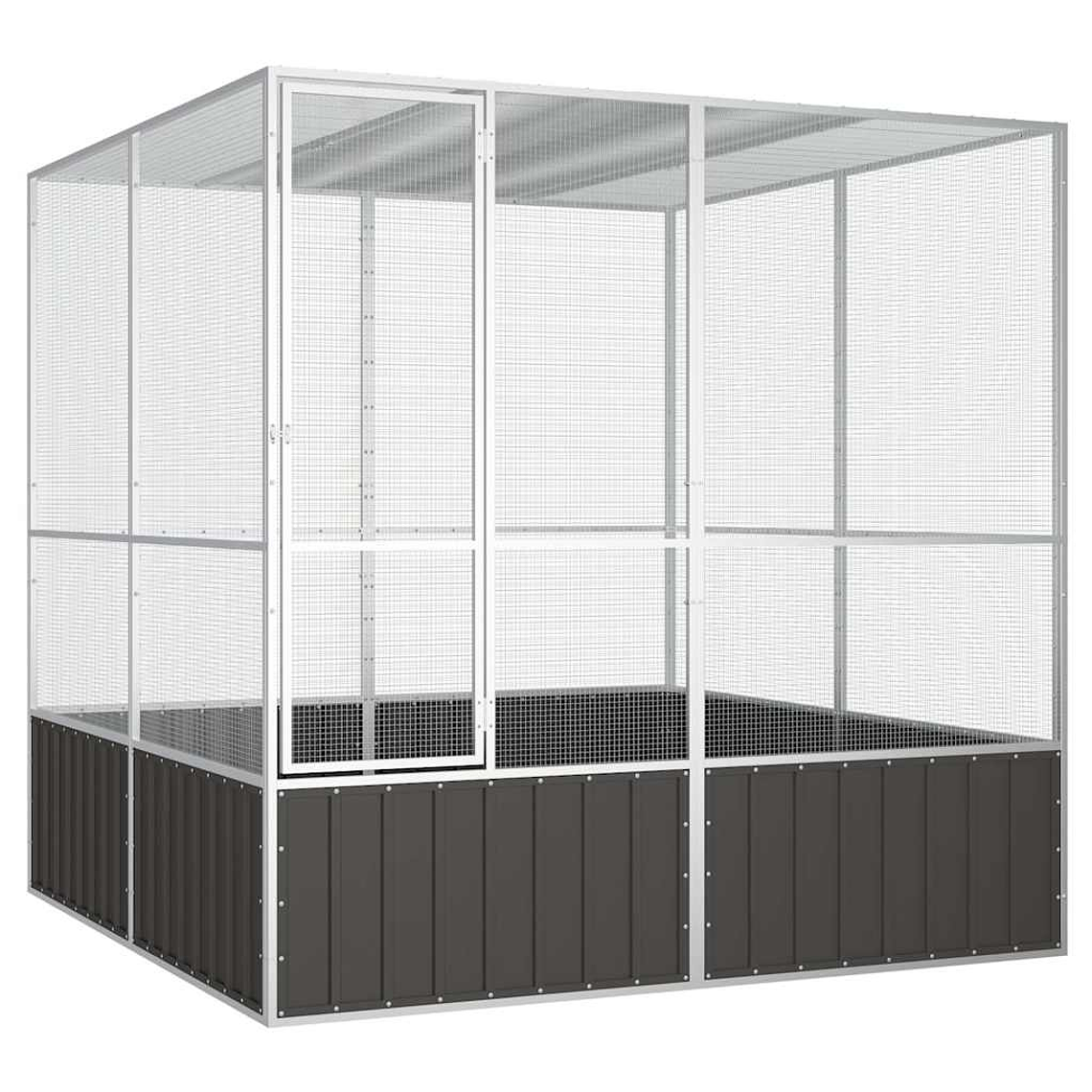 vidaXL Gaiola pássaros 213,5x217,5x211,5 cm aço galvanizado antracite 1