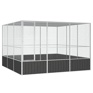 vidaXL Gaiola pássaros 302,5x324,5x211,5 cm aço galvanizado antracite