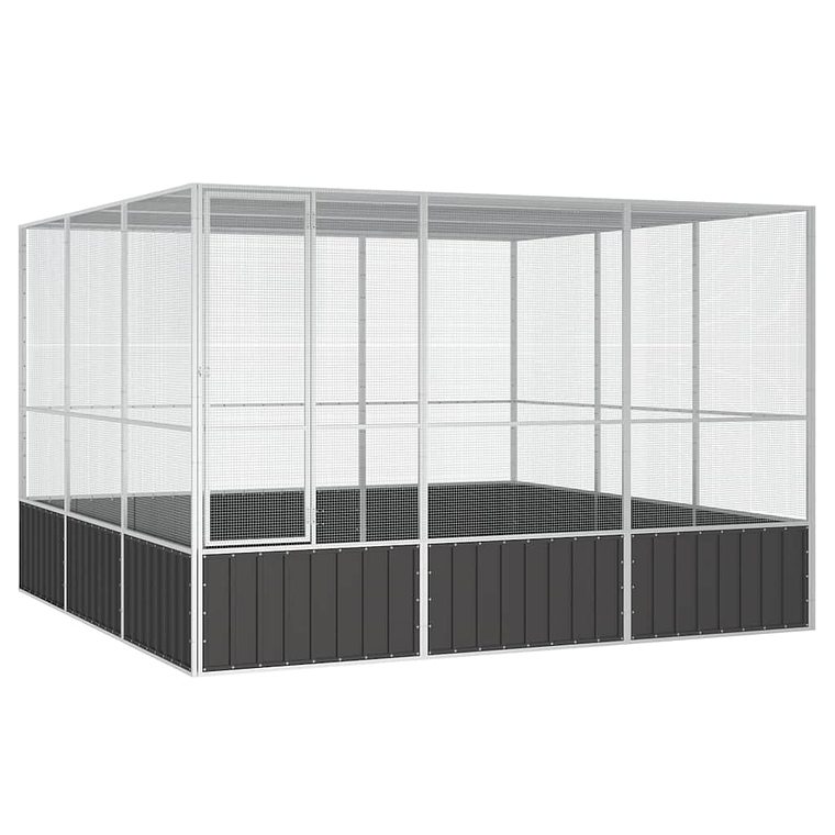 vidaXL Gaiola pássaros 302,5x324,5x211,5 cm aço galvanizado antracite 1