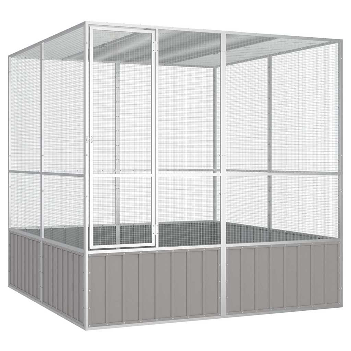 vidaXL Gaiola p/ pássaros 213,5x217,5x211,5cm aço galvanizado cinzento 1