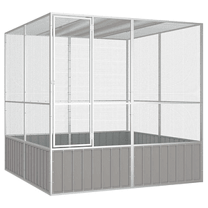 vidaXL Gaiola p/ pássaros 213,5x217,5x211,5cm aço galvanizado cinzento