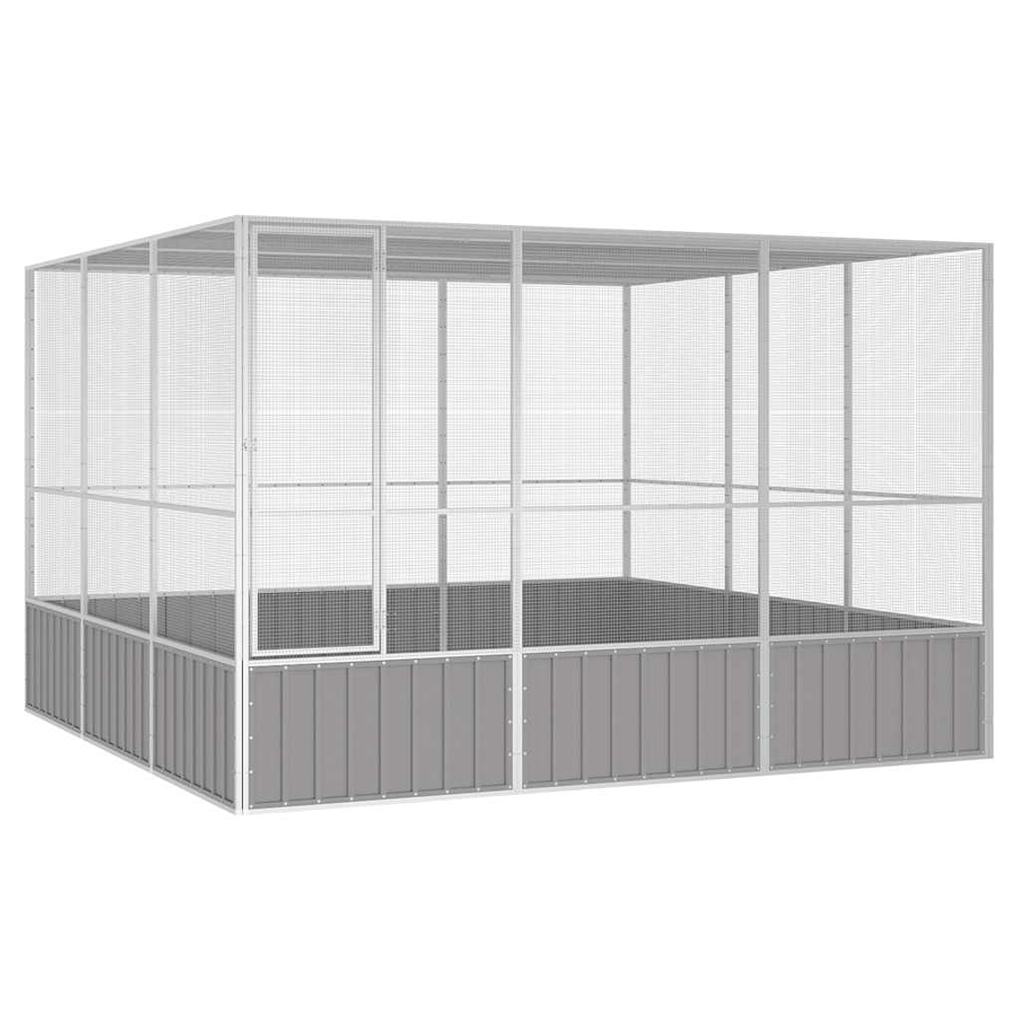 vidaXL Gaiola p/ pássaros 302,5x324,5x211,5cm aço galvanizado cinzento 1