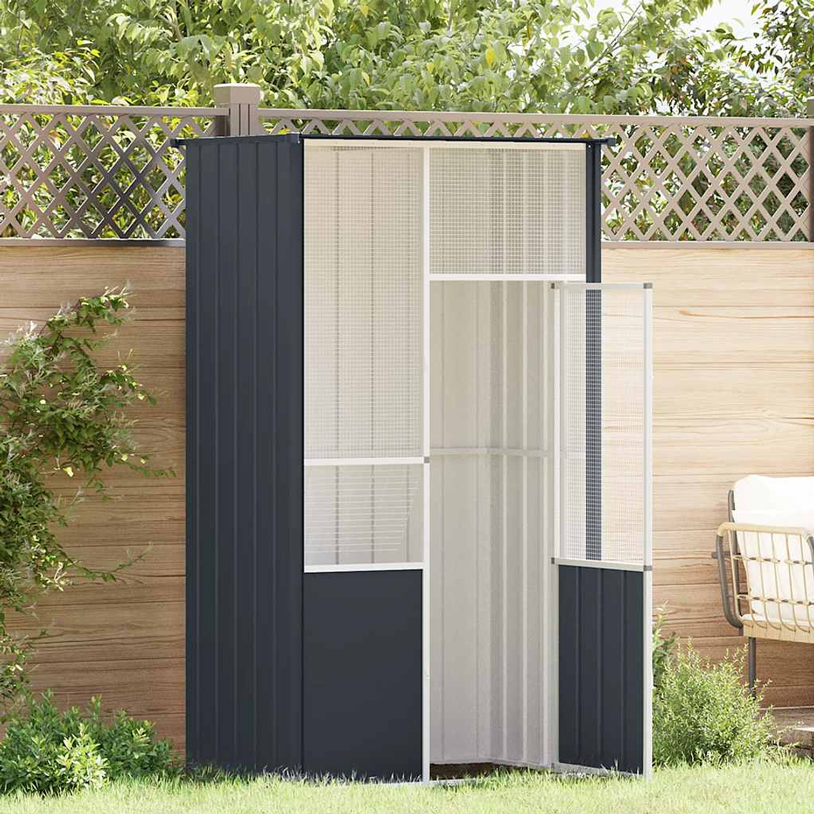 vidaXL Gaiola p/ pássaros 115x78x200 cm aço galvanizado antracite 1