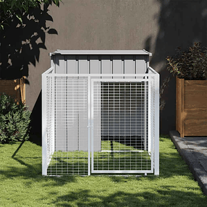 vidaXL Casota para cães com corredor cinza claro 110x201x110 cm aço galvanizado