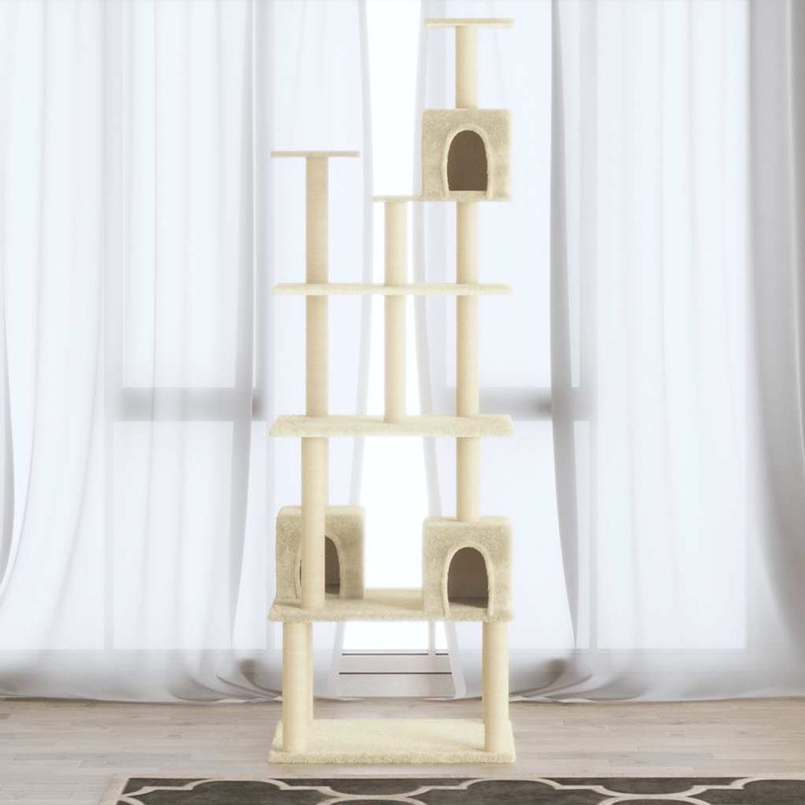 vidaXL Árvore para gatos c/ postes arranhadores sisal 188 cm cor creme 1