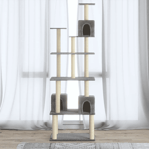 vidaXL Árvore p/ gatos c/ postes arranhadores sisal 188 cm cinza-claro