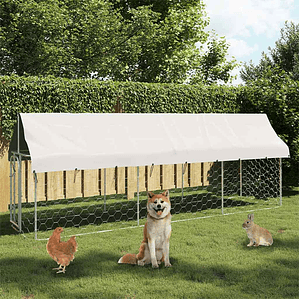 vidaXL Canil de exterior com telhado 400x100x150 cm