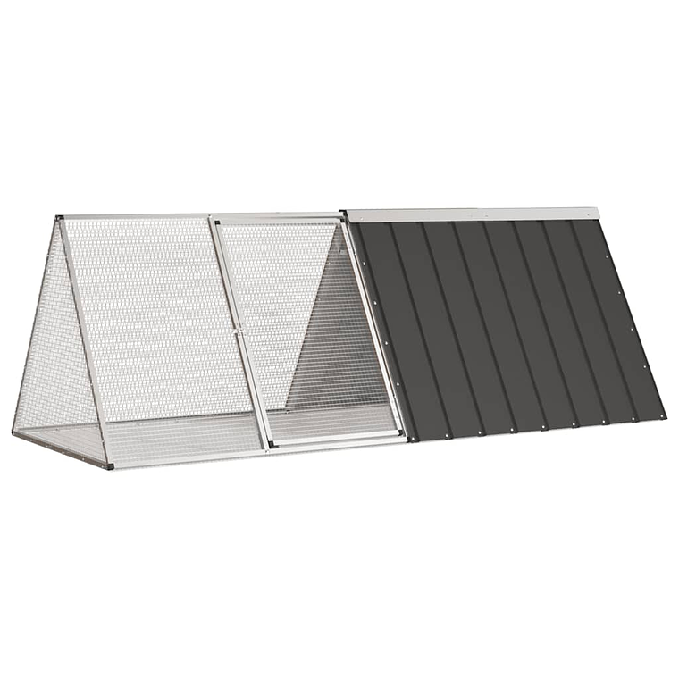 vidaXL Gaiola p/ coelhos 201,5x80,5x71 cm aço galvanizado antracite 1