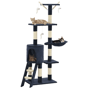 vidaXL Árvore p/ gatos c/ postes arranhadores sisal 138 cm azul escuro