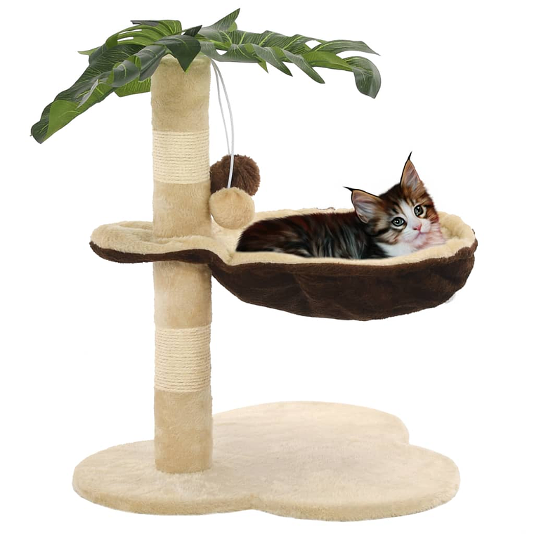 vidaXL Árvore p/ gatos c/postes arranhadores sisal 50 cm bege/castanho 1