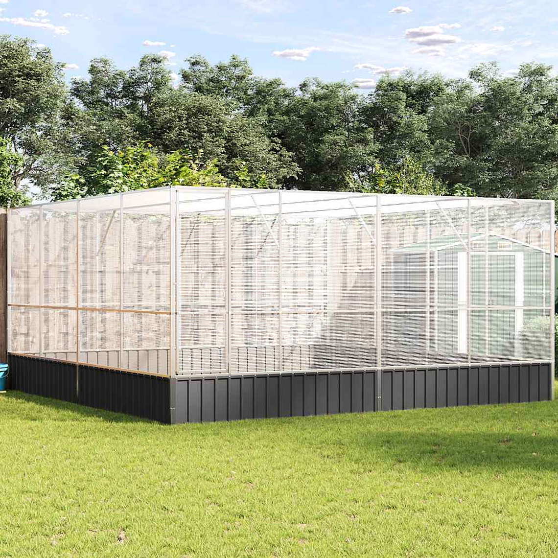 vidaXL Aviário 418x414x212 cm aço prateado 1