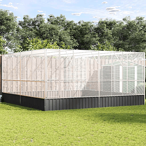 vidaXL Aviário 418x414x212 cm aço prateado