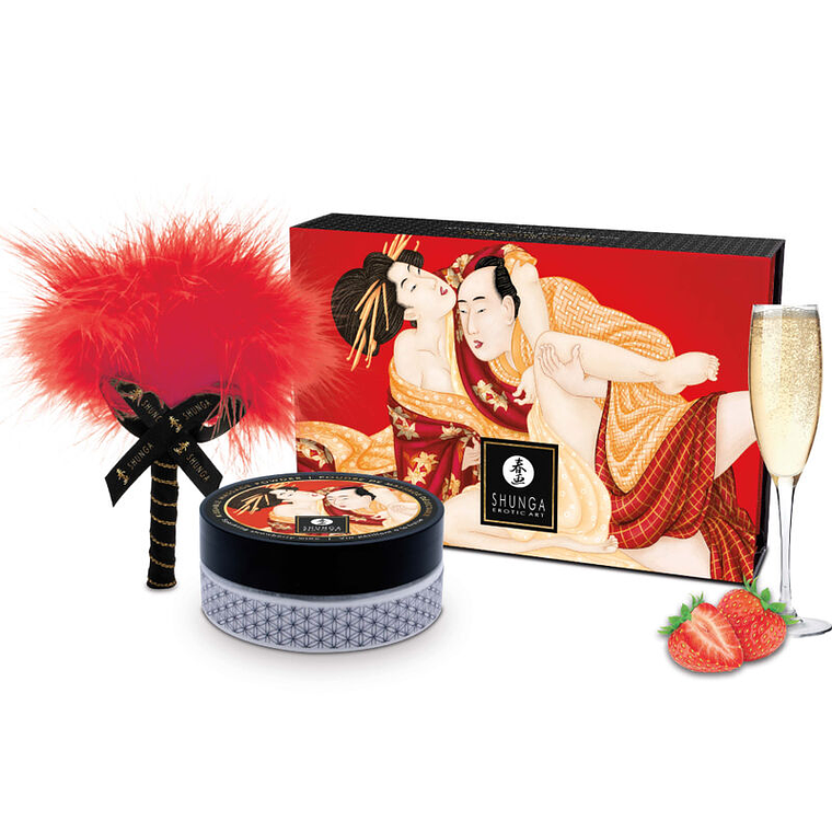 SHUNGA - KIT DE PÓ DE MASSAGEM COMESTÍVEL DE MORANGO 1